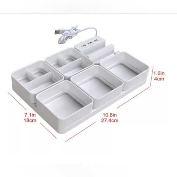 Simply Essential 7.1-Inch x 10.8-Inch USB Charging Desk Organizer in  White - Picture 5 of 7